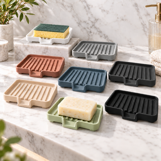 Self-Draining Silicone Soap Dish – 2-Pack