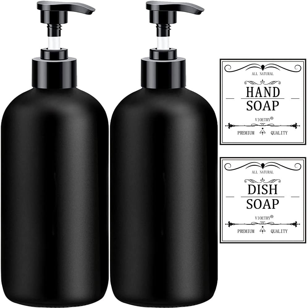 Clear Glass Soap Dispenser Bottle Duo