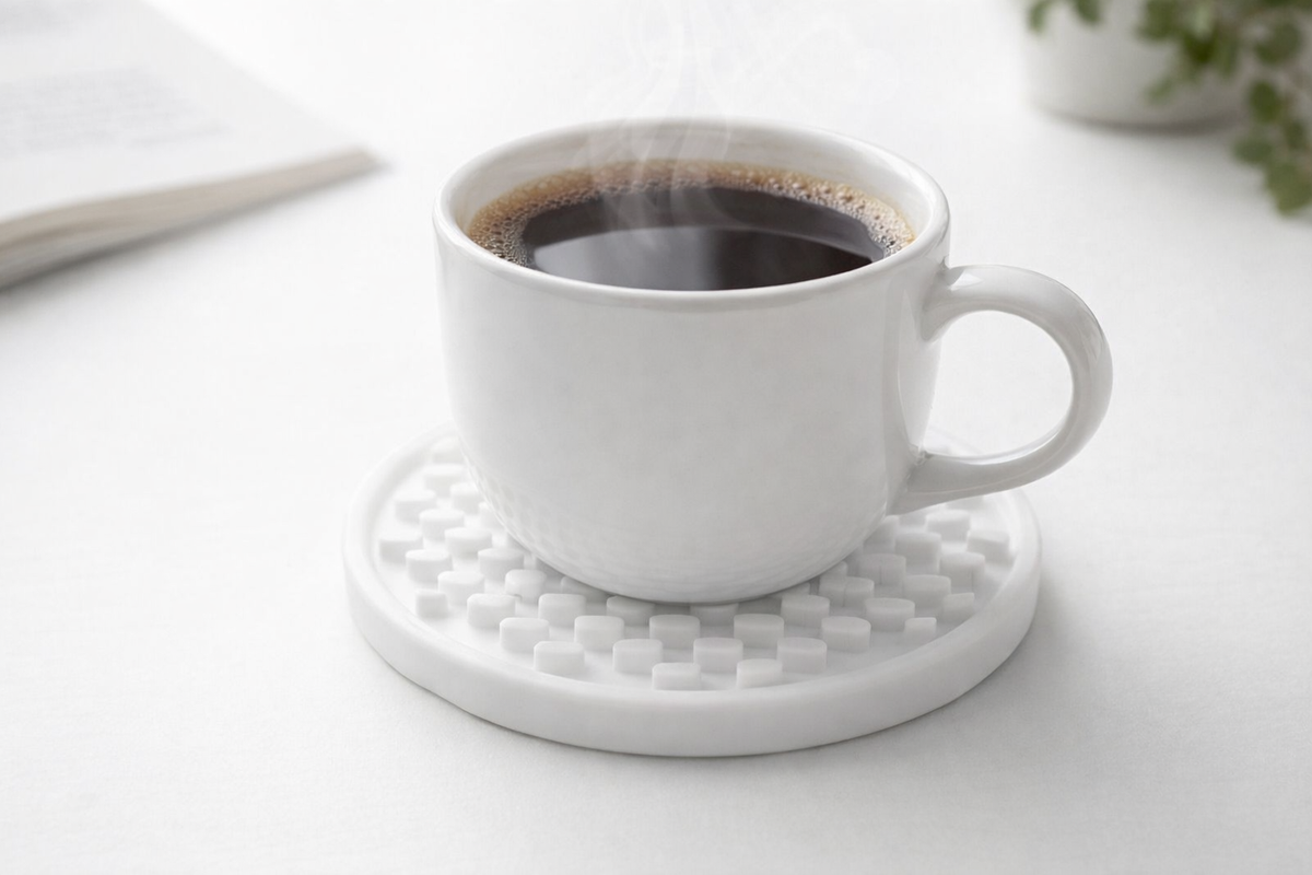 Silicone Coaster Set with Holder, 6 Coasters