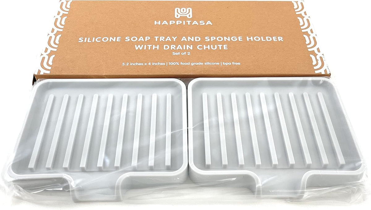 Self-Draining Silicone Soap Dish – 2-Pack