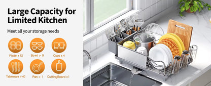 Self-Draining Dish Drying Rack