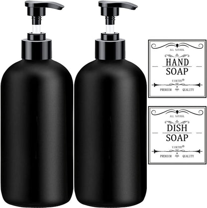 Clear Glass Soap Dispenser Bottle Duo