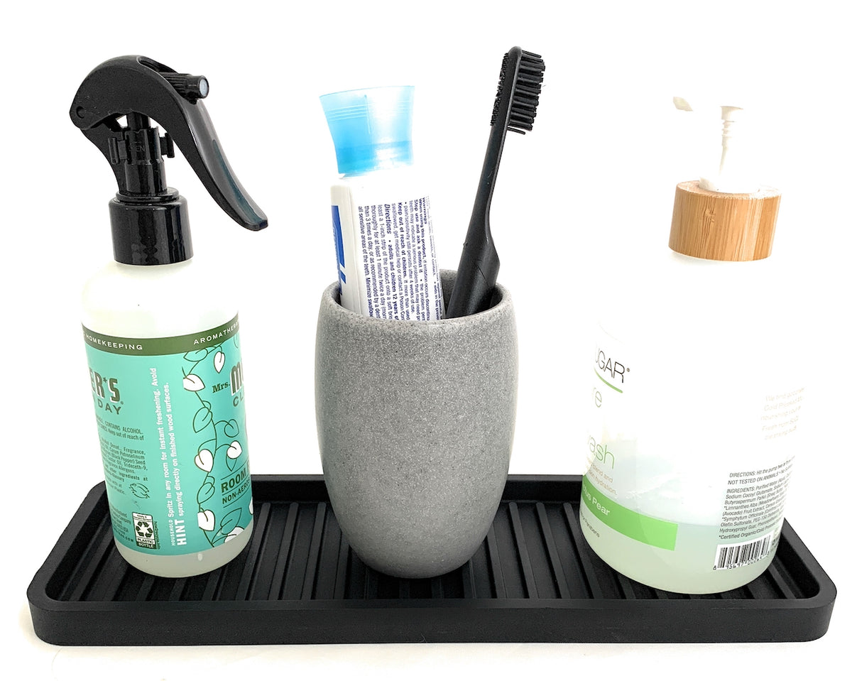 Silicone Self-Draining Sink Organizer Tray for Kitchen & Bathroom