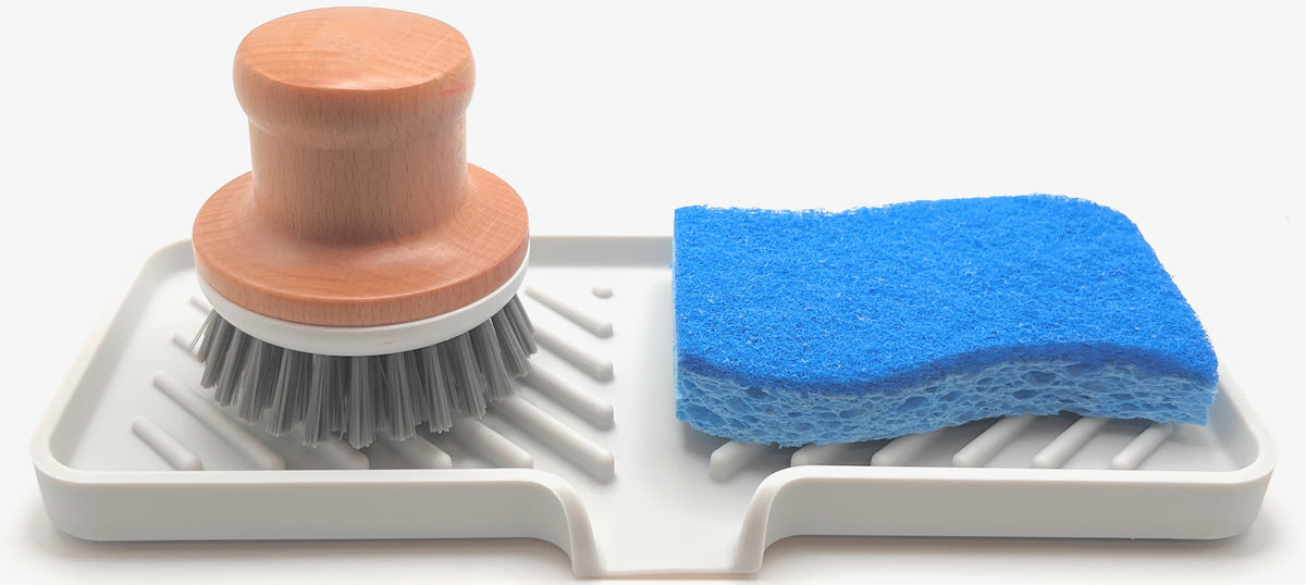 Silicone Self-Draining Sink Organizer Tray for Kitchen & Bathroom