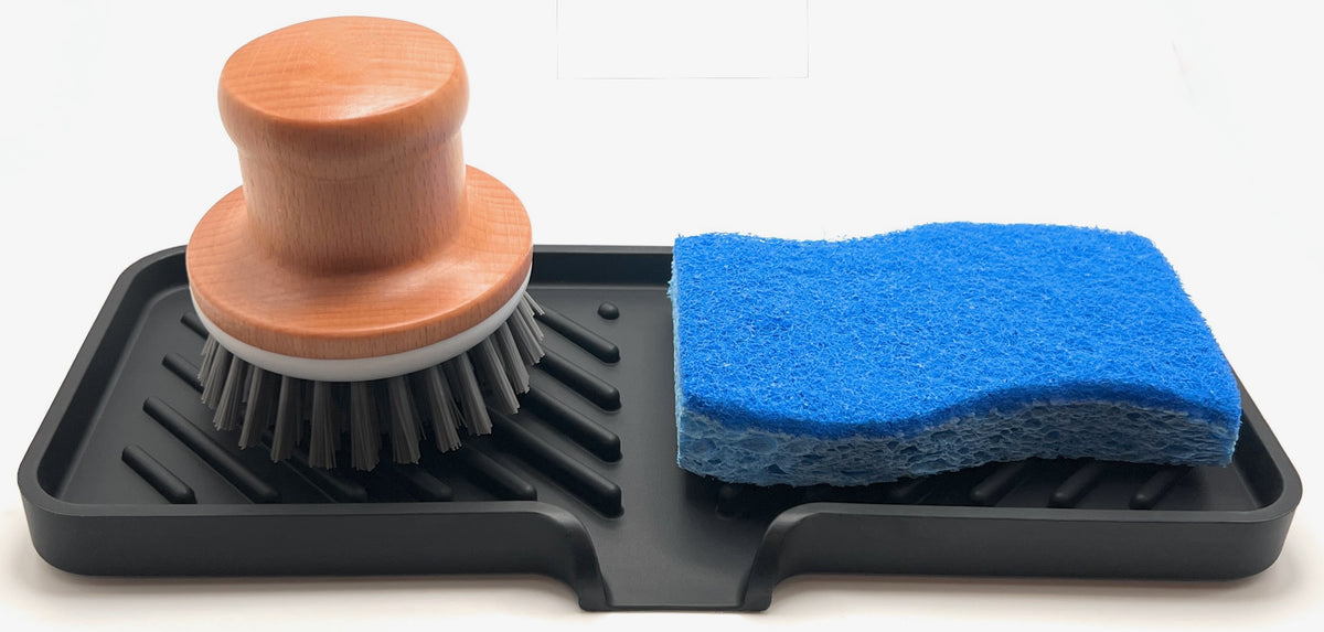 Silicone Self-Draining Sink Organizer Tray for Kitchen & Bathroom
