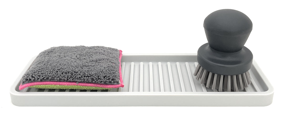 Silicone Self-Draining Sink Organizer Tray for Kitchen & Bathroom