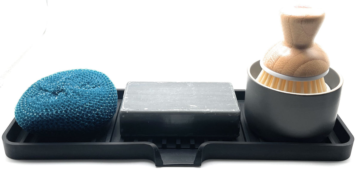 Silicone Self-Draining Sink Organizer Tray for Kitchen & Bathroom