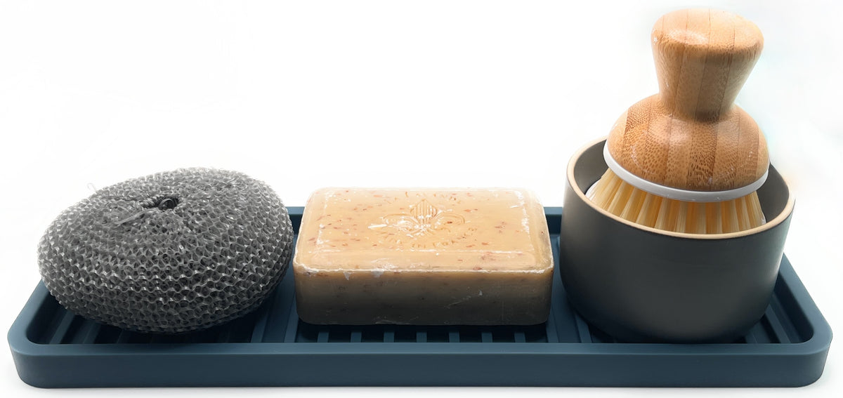 Silicone Self-Draining Sink Organizer Tray for Kitchen & Bathroom