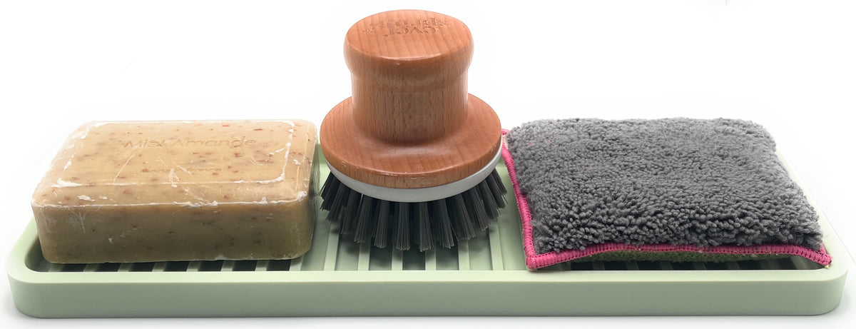 Silicone Self-Draining Sink Organizer Tray for Kitchen & Bathroom