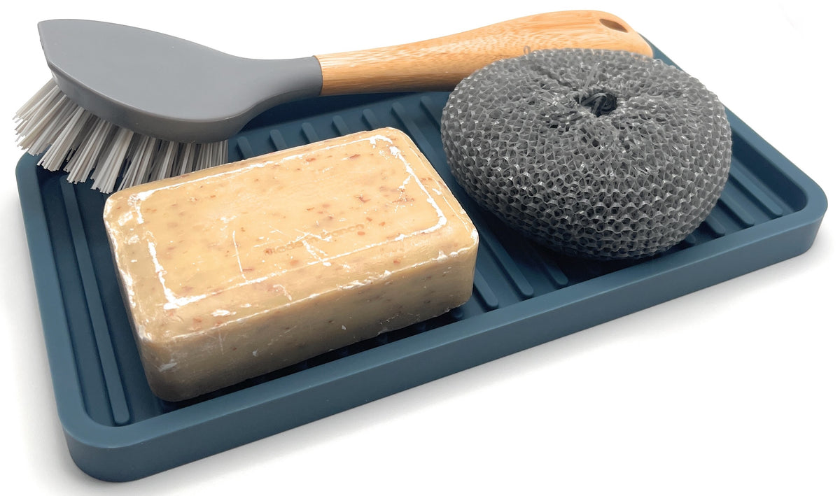 Silicone Self-Draining Sink Organizer Tray for Kitchen & Bathroom
