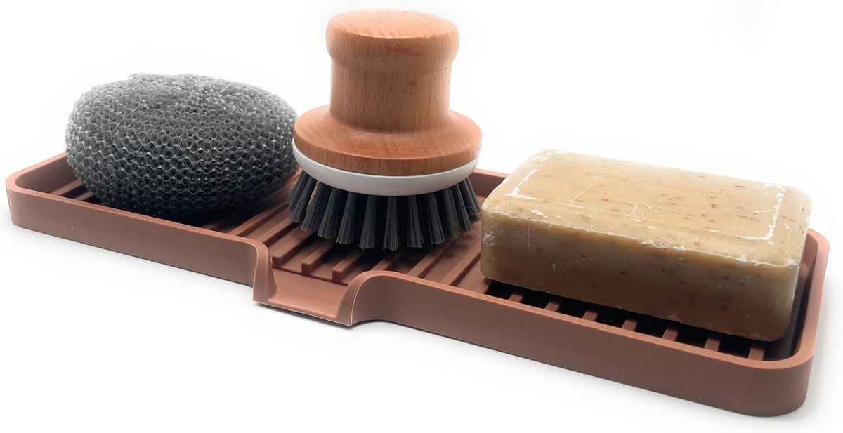 Silicone Self-Draining Sink Organizer Tray for Kitchen & Bathroom