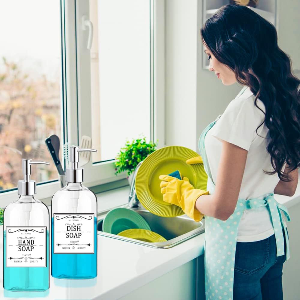 Clear Glass Soap Dispenser Bottle Duo
