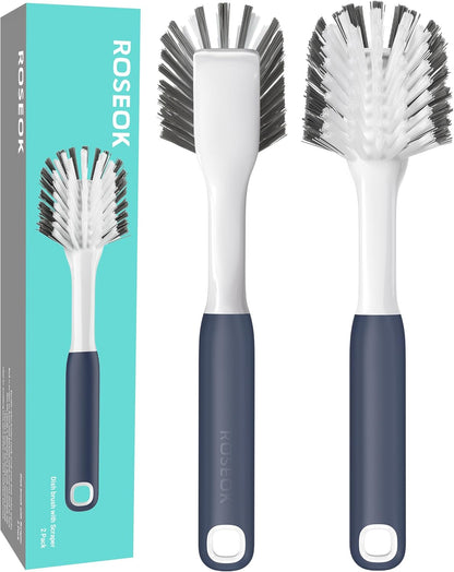 Kitchen Scrub Brush with Scraper Duo
