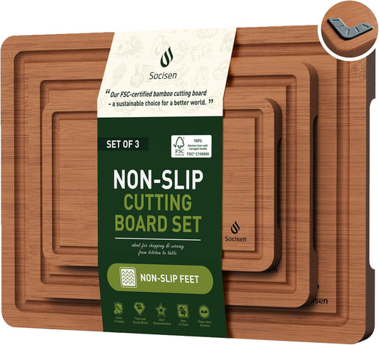 3 Piece Bamboo Cutting Board Set