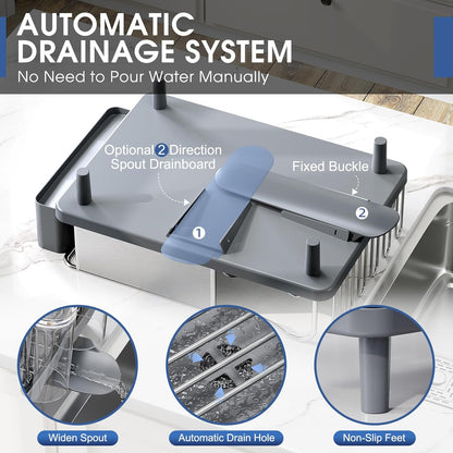Self-Draining Dish Drying Rack