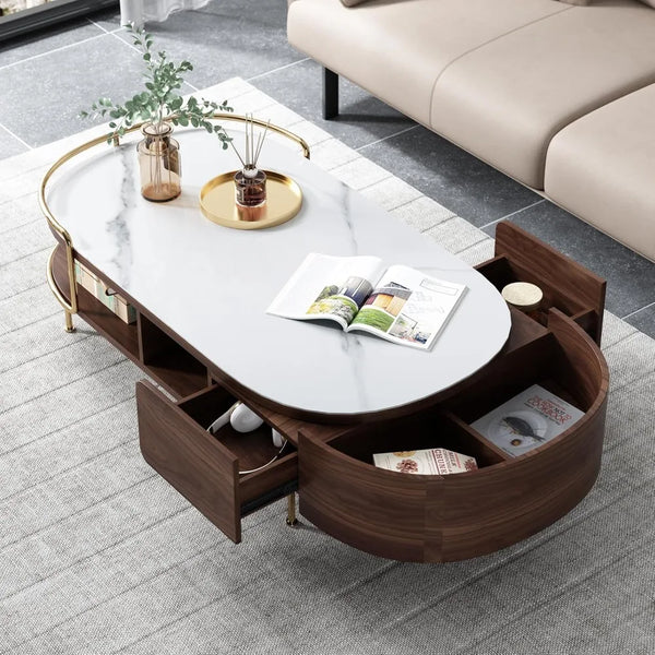 Walnut Oval Storage Table
