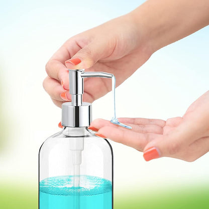 Clear Glass Soap Dispenser Bottle Duo