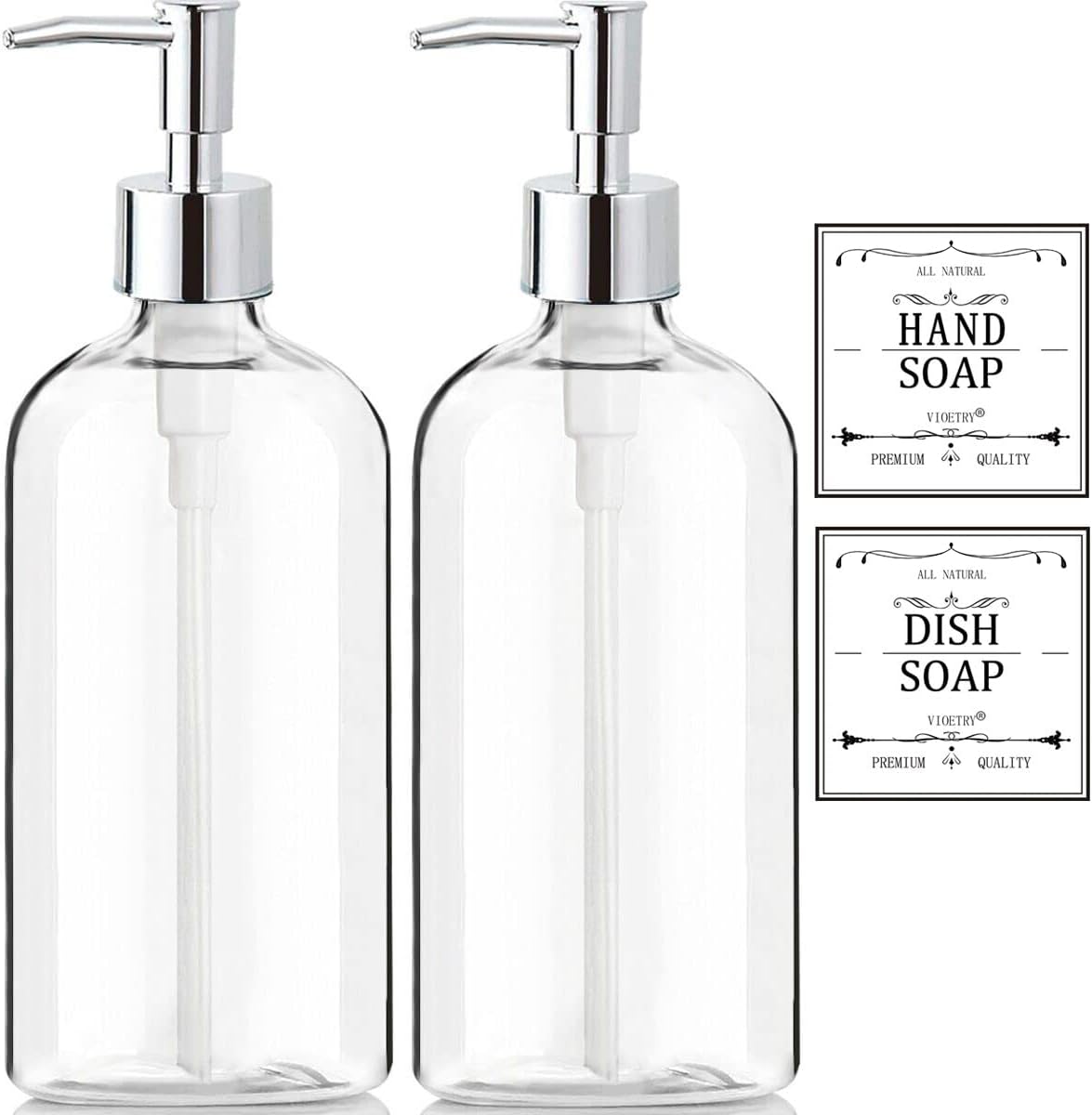 Clear Glass Soap Dispenser Bottle Duo