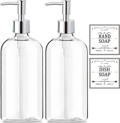 Clear Glass Soap Dispenser Bottle Duo